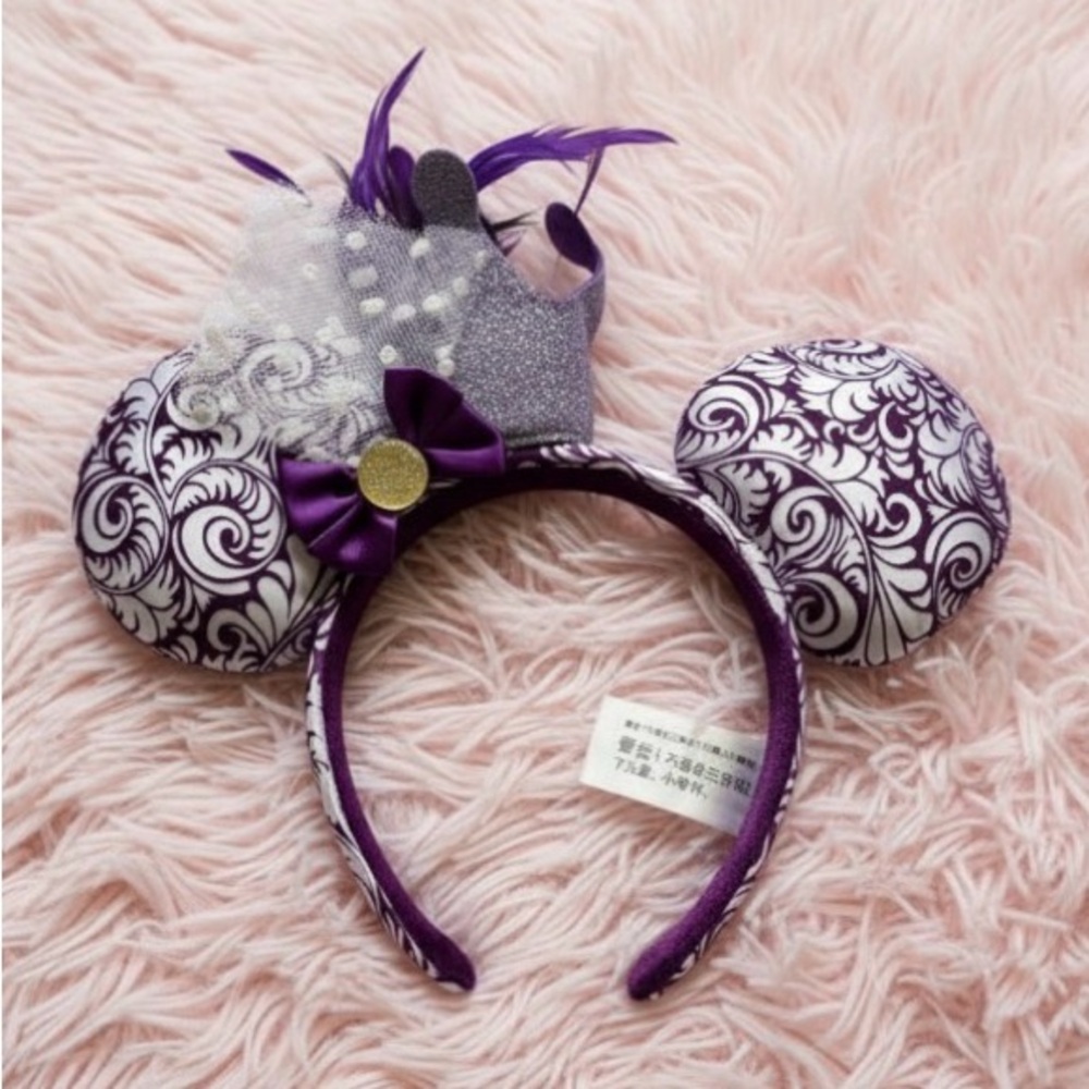 Disney Parks Minnie Ear Hat Crown & Feathers Jubilee Purple Headband